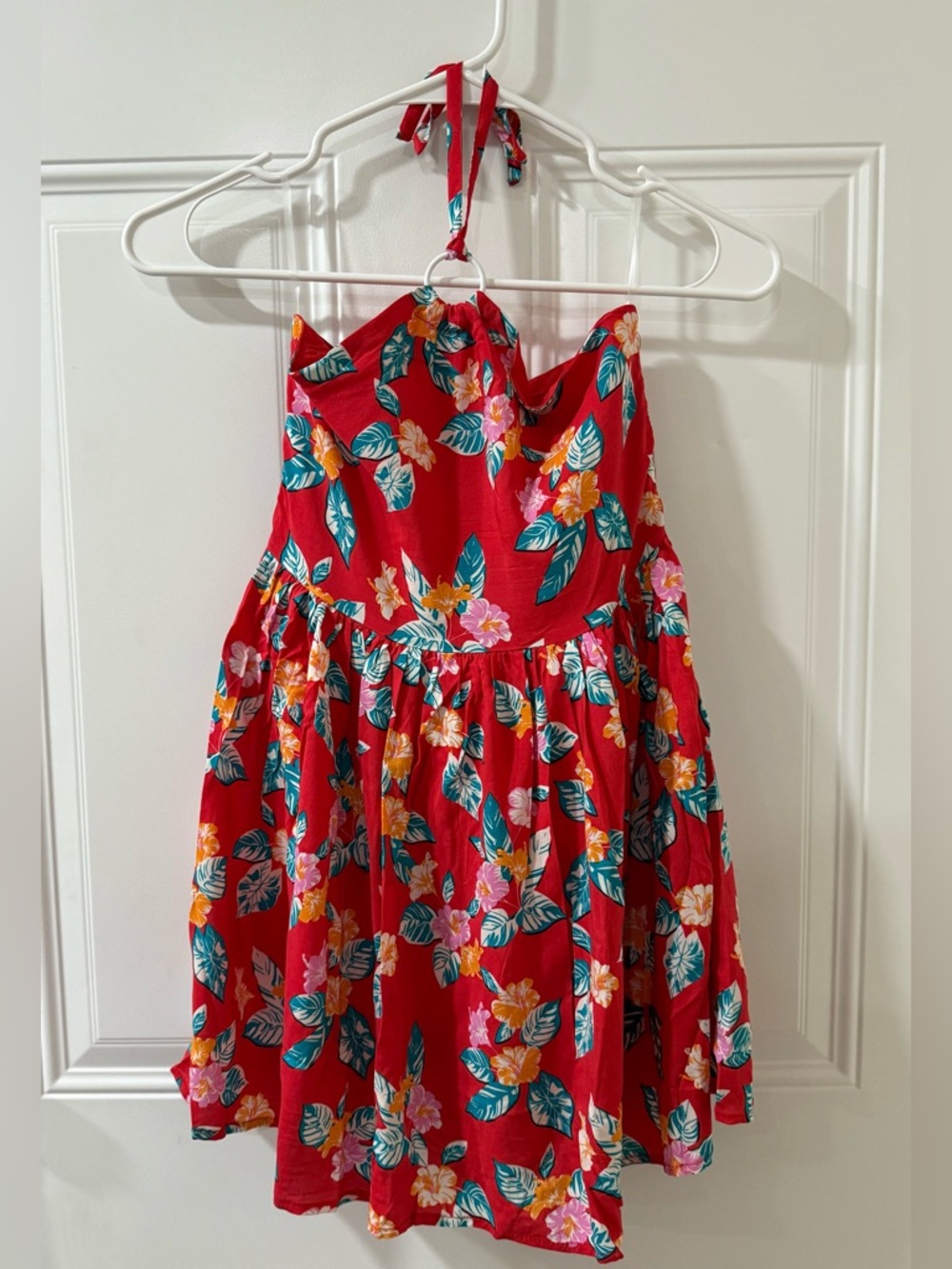 art class Coral Floral Zip-Front Dress with Teal and Yellow Accents